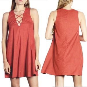 Mod Ref | Dark Tan Faux Suede Shift Dress